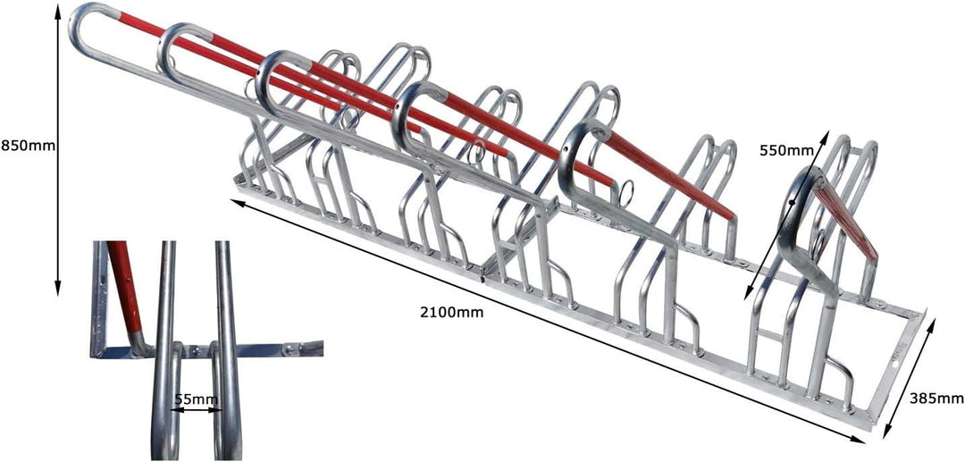 6er Fahrradständer Reihenparker Anlehnparker Anlehnbügel B-Ware mit Diebstahlsicherung