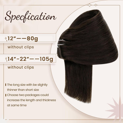 Hetto Clip in Extensions Echthaar Braun Extensions Clip in Echthaar Remy Clip in Haarverlangerung Ex