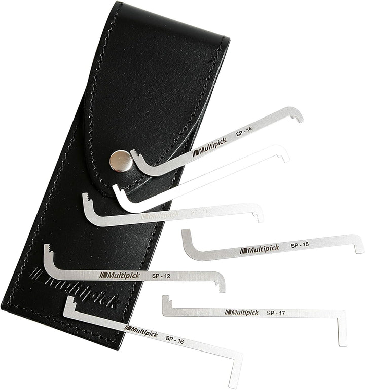 Multipick Profi Schloss Spanner TOK Set 7-teilig mit Echtleder Etui - Wichtiges Elite Dietrich Set u
