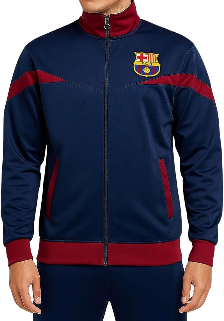 Icon Sports Herren Fc Barcelona Trainingsjacke mit durchgehendem Reissverschluss L Blau, L Blau