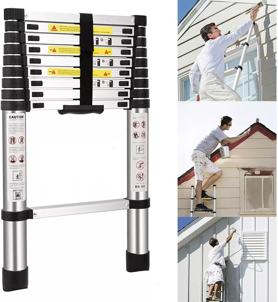Teleskopleiter ausziehbar 2,6m Höhe Anlege- Klappleiter 150kg Belastbarkeit, 8.5ft Teleskopische Ede
