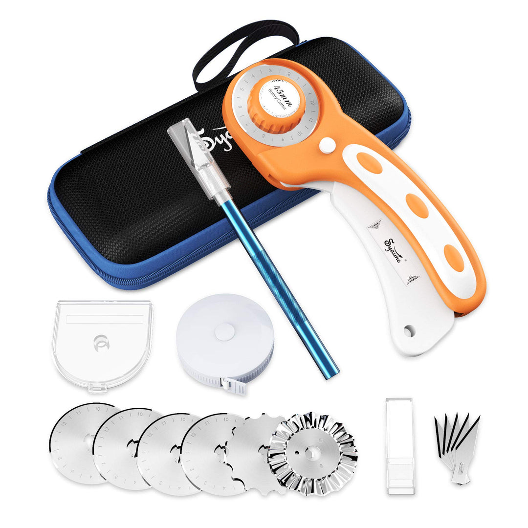 Rollschneider 45mm Rollschneider Stoff Set,Mit 6 Ersatz-Rollschneiden Zum Präzisen Schneiden Von Sto