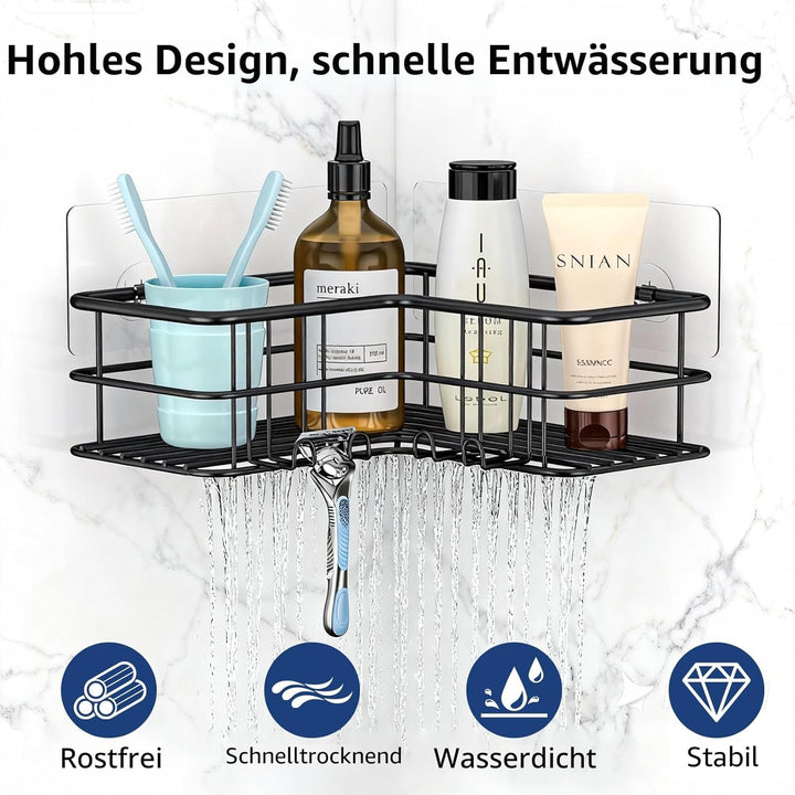 Menbyci Duschablage Ohne Bohren 2 STK, Duschregal Eckregal Badregal SUS304 Edelstahl Metall Rostfrei