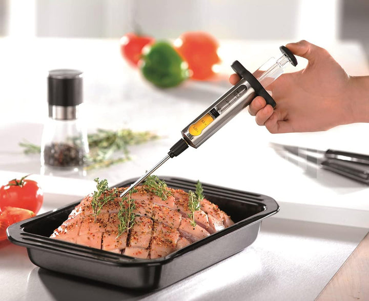 GEFU Marinadenspritze BBQ – Edelstahl-Injektor mit 2 Nadeln zum Einspritzen & Übergiessen | 40ml Fül