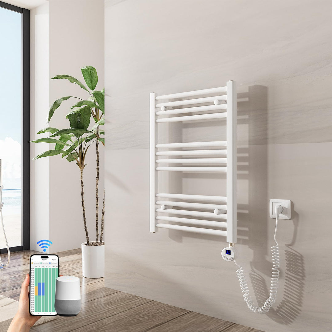 Heilmetz Badheizkörper Elektrisch mit Smart WiFi Heizstab 300W Leistung 700 x 500 mm Weiss Gerade Ba