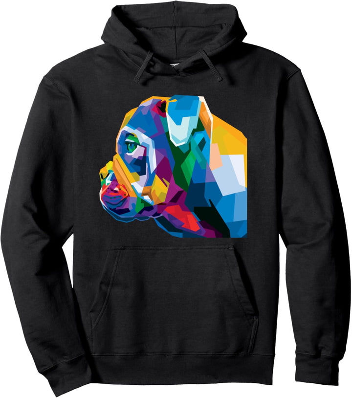 Bunte englische Bulldogge Cute Geometric Dog im Pop-Art-Stil Pullover Hoodie