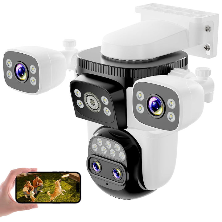 VSTARCAM Überwachungskamera Aussen WLAN, 2K 4-Linsen PTZ Kamera mit 360° Ansicht, KI Personenerkennu