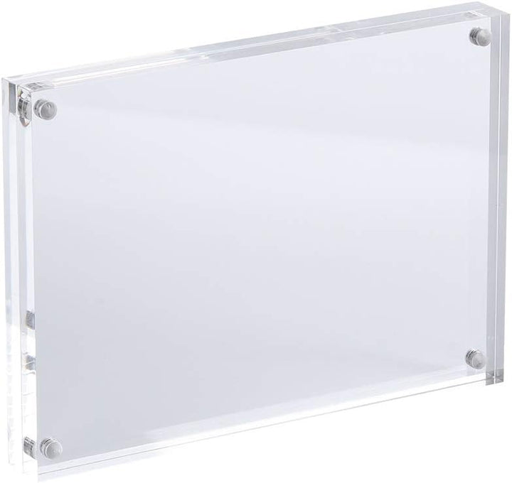 AMEITECH Acryl Bilderrahmen 15 x 20 cm, Magnetischer Acryl-Block Bilderrahmen, Desktop Rahmenlose Fo