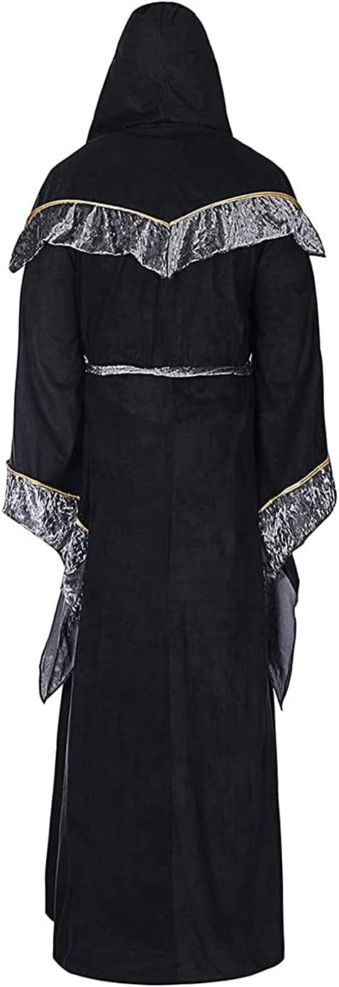 Mystische Zauberer Robe Halloween Cosplay Kostüme für Männer, Erwachsene Mittelalter Uniform Vintage