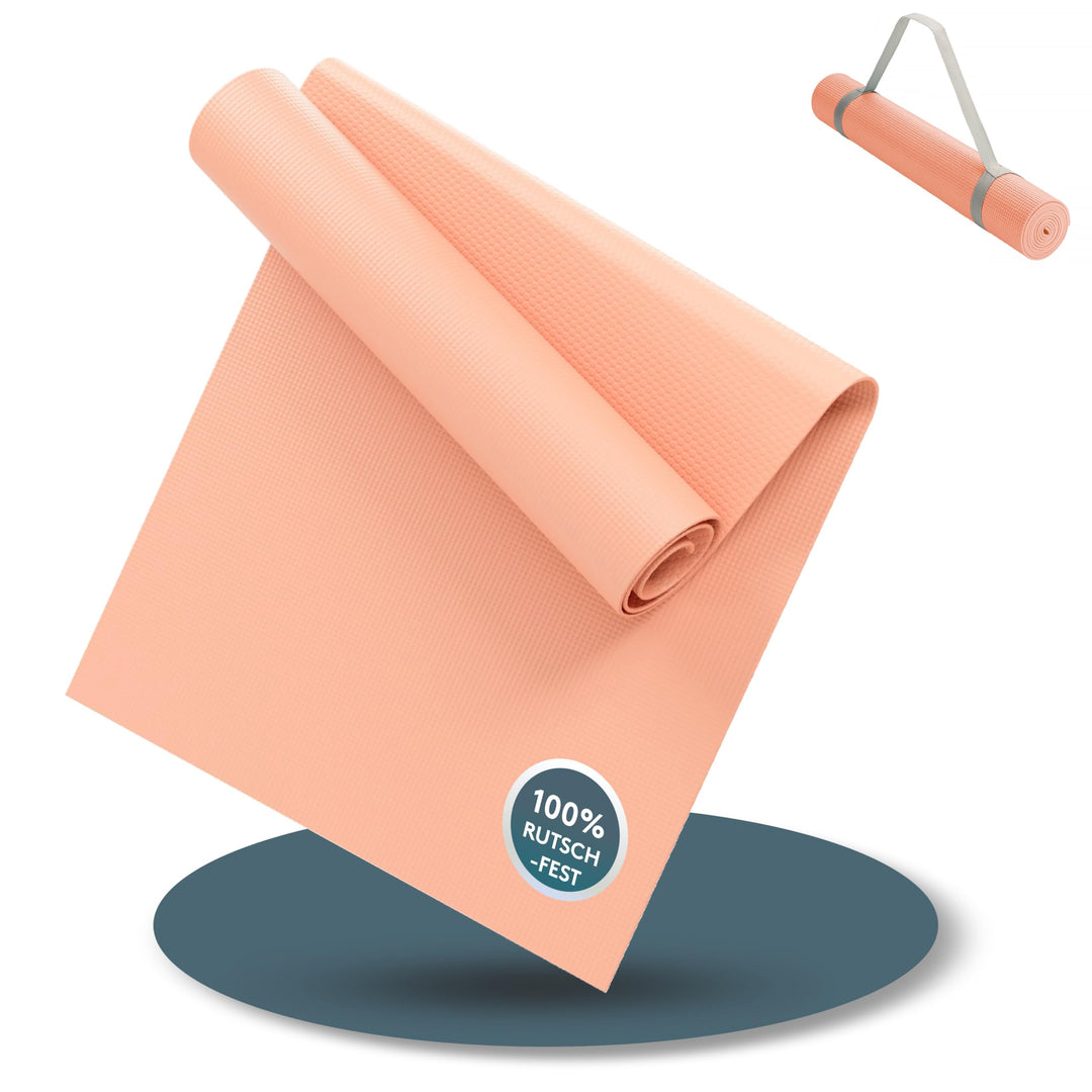 LILENO SPORTS Yoga Matte (180x60cm) inkl. Tragegurt - Sport und Yogamatte extra rutschfest in 4 mm D