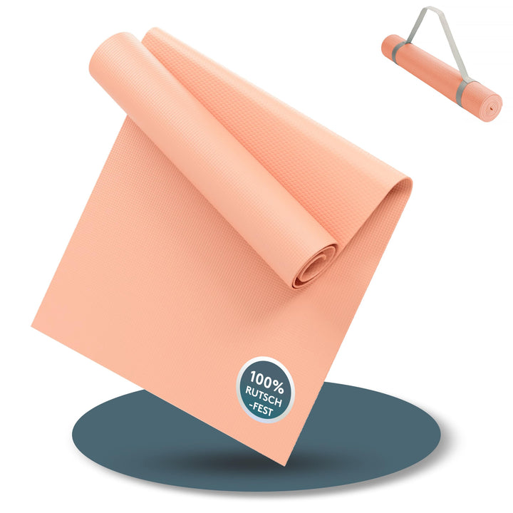 LILENO SPORTS Yoga Matte (180x60cm) inkl. Tragegurt - Sport und Yogamatte extra rutschfest in 4 mm D