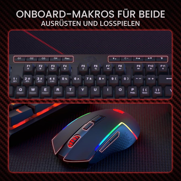 Redragon BS142 Kabellose Gaming-Tastatur- und -Maus-Kombination - K515 PRO RGB-Membrantastatur und M