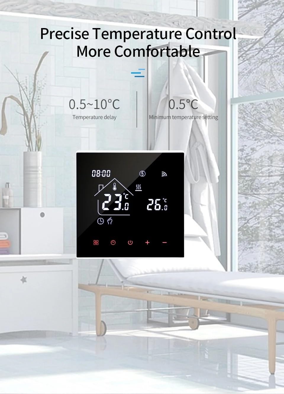 RKHK M4 Thermostat-Smart Wi-Fi Raumthermostat für Wasser, Fussbodenheizung, Digitale Heizungsthermos