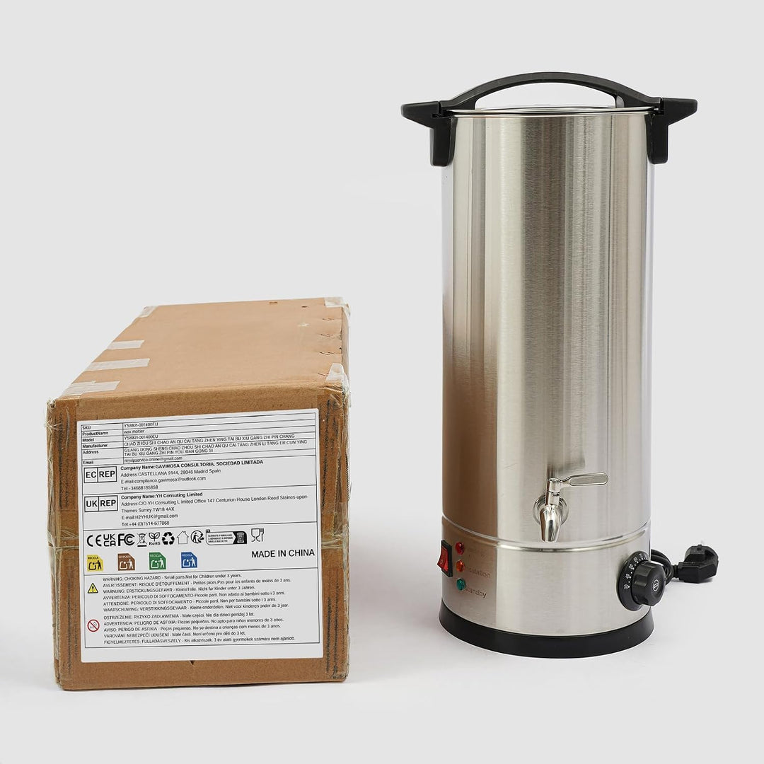 Wachsschmelzer 9L, Wachsschmelztiegel mit Temperaturregelung für Kerzen | 1800W 304 Edelstahl + PP,