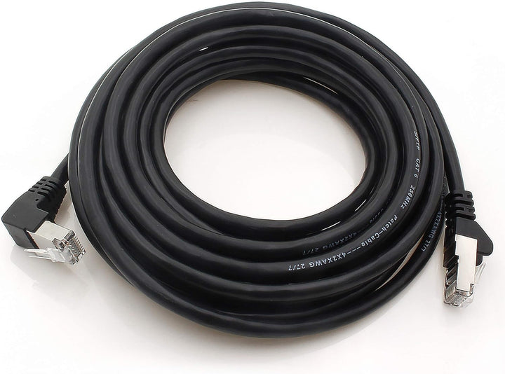 1aTTack.de 366279 Cat.6 Netzwerkkabel Winkel 90 Grad 10m - schwarz - 5 Stück - Cat6 Patchkabel (SFTP
