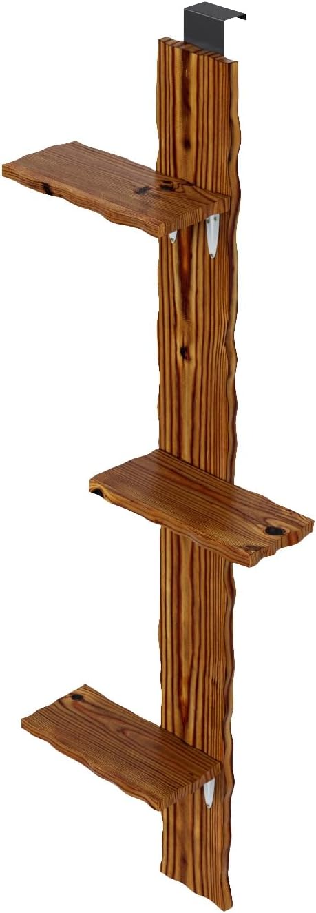 QLS Katzenleiter aus Kiefernholz Katzentreppe Türmontage 3 Stufen 180 cm DEKO geflammt