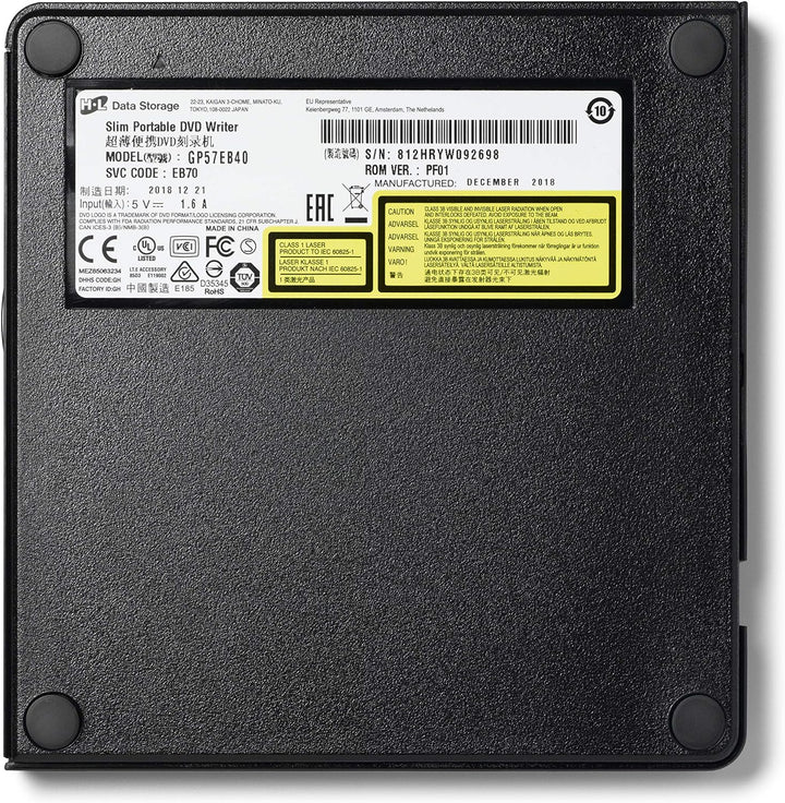 Hitachi-LG GP57 Externer Portabler Super-Multi DVD-Brenner, Ultra Slim, USB 2.0, DVD+/-RW, CD-RW, DV