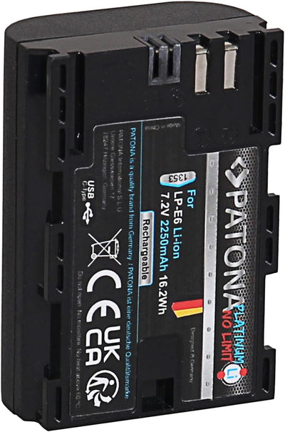 PATONA Platinum Akku USB-C Ersatz für Canon LP-E6 LPE6 LP E6, 2250mAh kompatibel mit Canon EOS 5D Ma