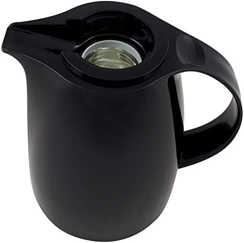 Helios Servitherm Thermoskanne Schwarz 1,0L – 6h Heiss - Hält Getränke heiss & kalt – Einhandbedienu