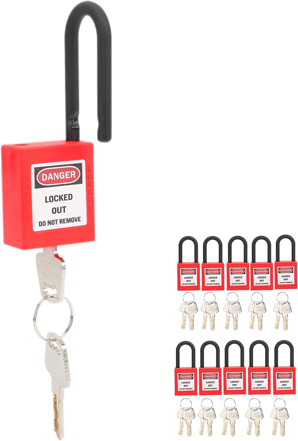 Lockout Tagout Sicherheitsvorhängeschloss, 10 Stück 38mm Nylon PA Isoliert Staubdicht mit Schlüsseln