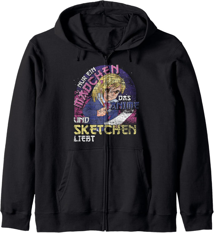 Nur ein Mädchen das Anime und Sketchen liebt Japan Anime Kapuzenjacke