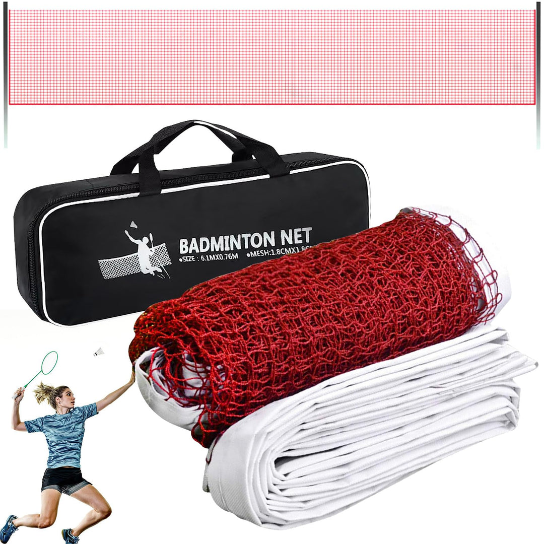 Badminton Netz, 0.76 x 6.1M Professionelles Tennisnetz mit Drahtseil, Tragbares Netz aus Polypropyle