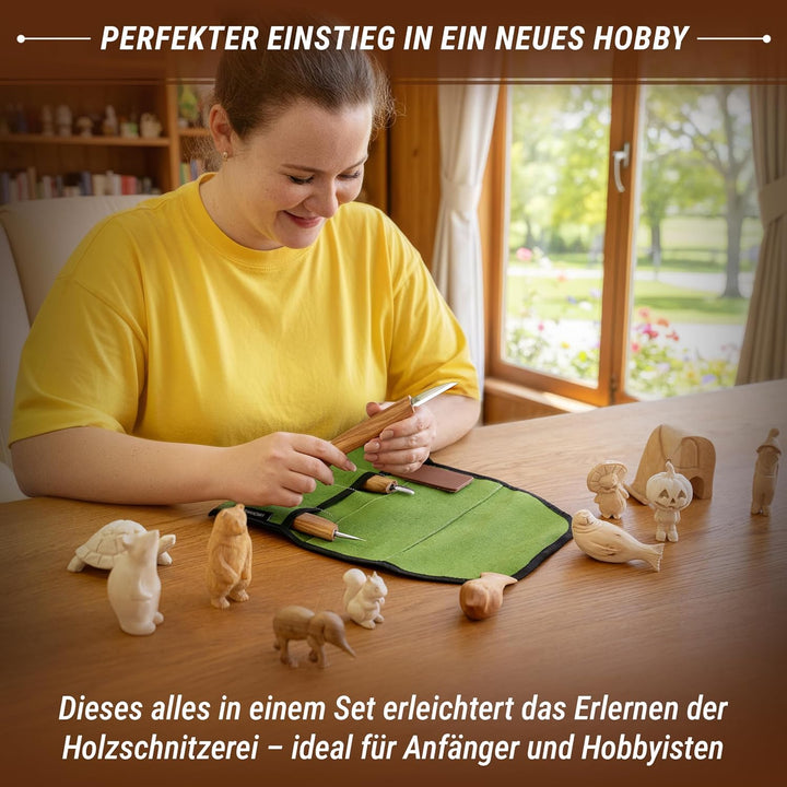 BeaverCraft S15 Holzschnitzset – Schnitzwerkzeugset – Kerbschnitzmesser-Set – Schnitzmesserset Schni