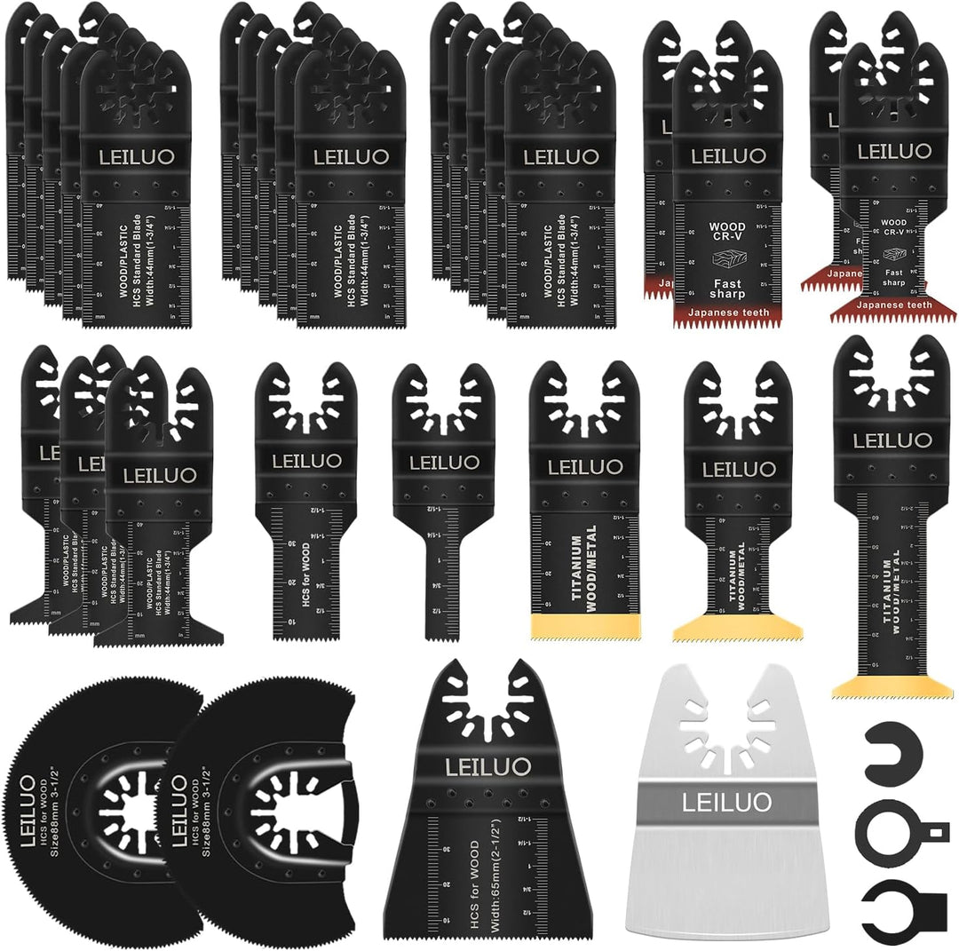 LEILUO 34-tlg Zubehörset für Oszillierende Multitools Ideal für Holz Nägel und Trockenbau Universell