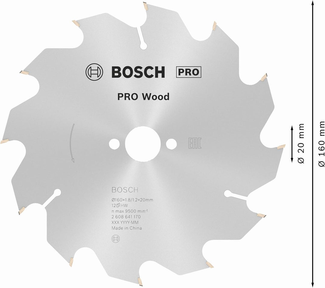 Bosch 1x PRO Wood Kreissägeblatt für Akku-Handkreissägen (für Weichholz, Hartholz, Ø mm, Professiona