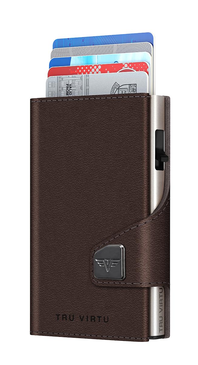 TRU VIRTU® Wallet Click &amp; Slide Strap Edition Nappa Brown/Silver, Nappa Brown/Silver
