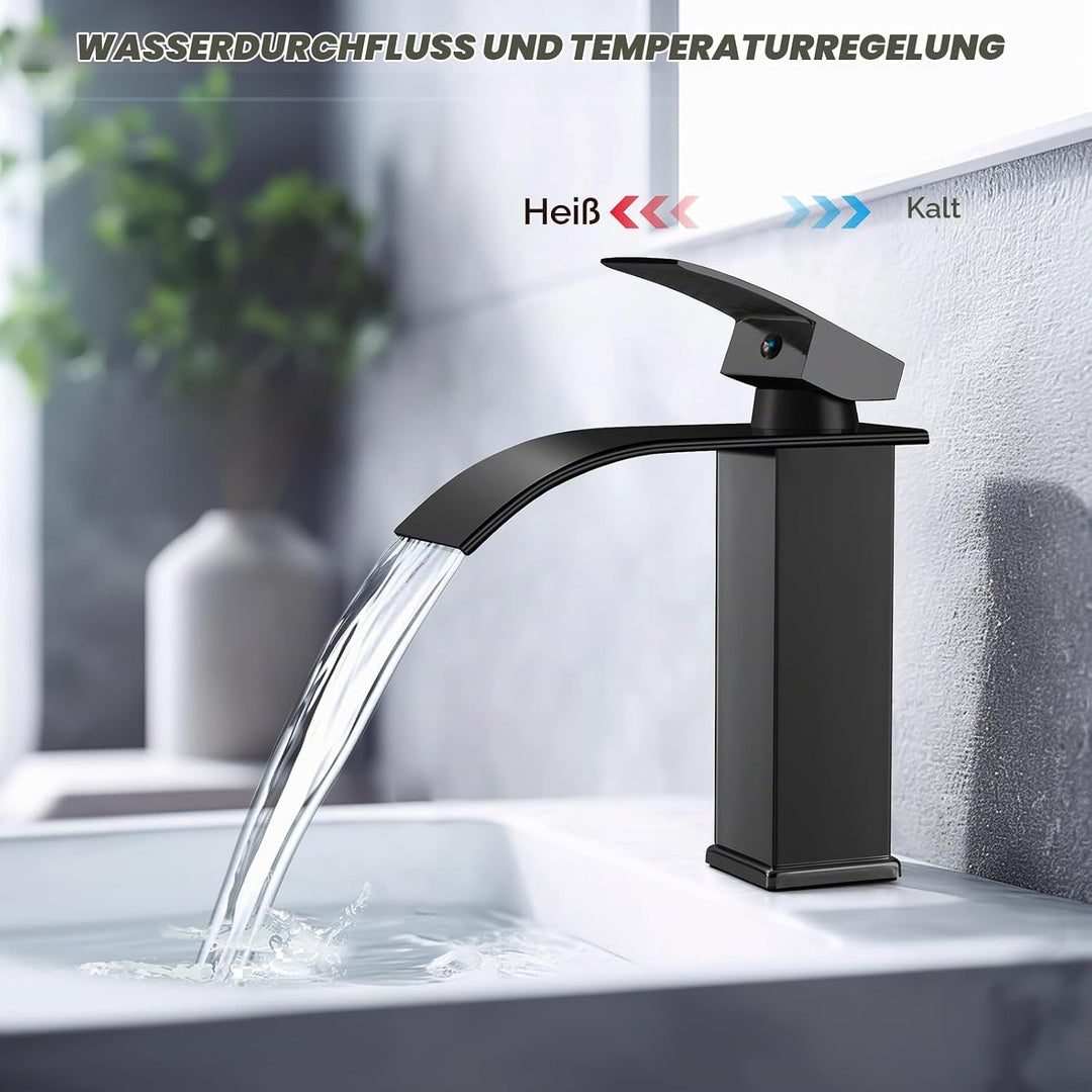 Wasserfall Wasserhahn Bad Waschtischarmatur Einhebelmischer Waschbecken Wassersparend &amp; Spritzwasser