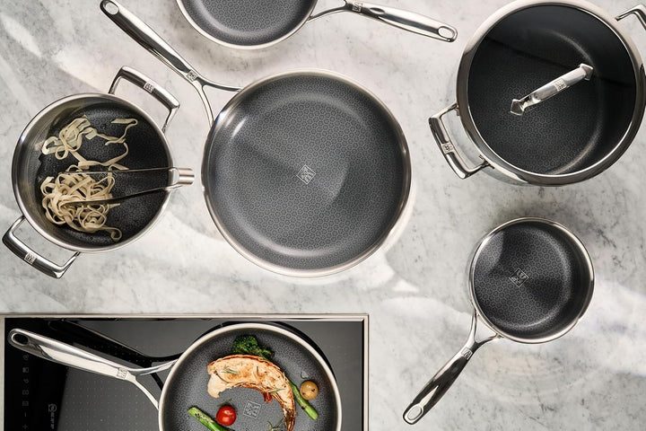 ZWILLING Peak Kochtopfset 5-tlg mit keramischer Antihaftbeschichtung, Besonders kratzfest, Glasdecke