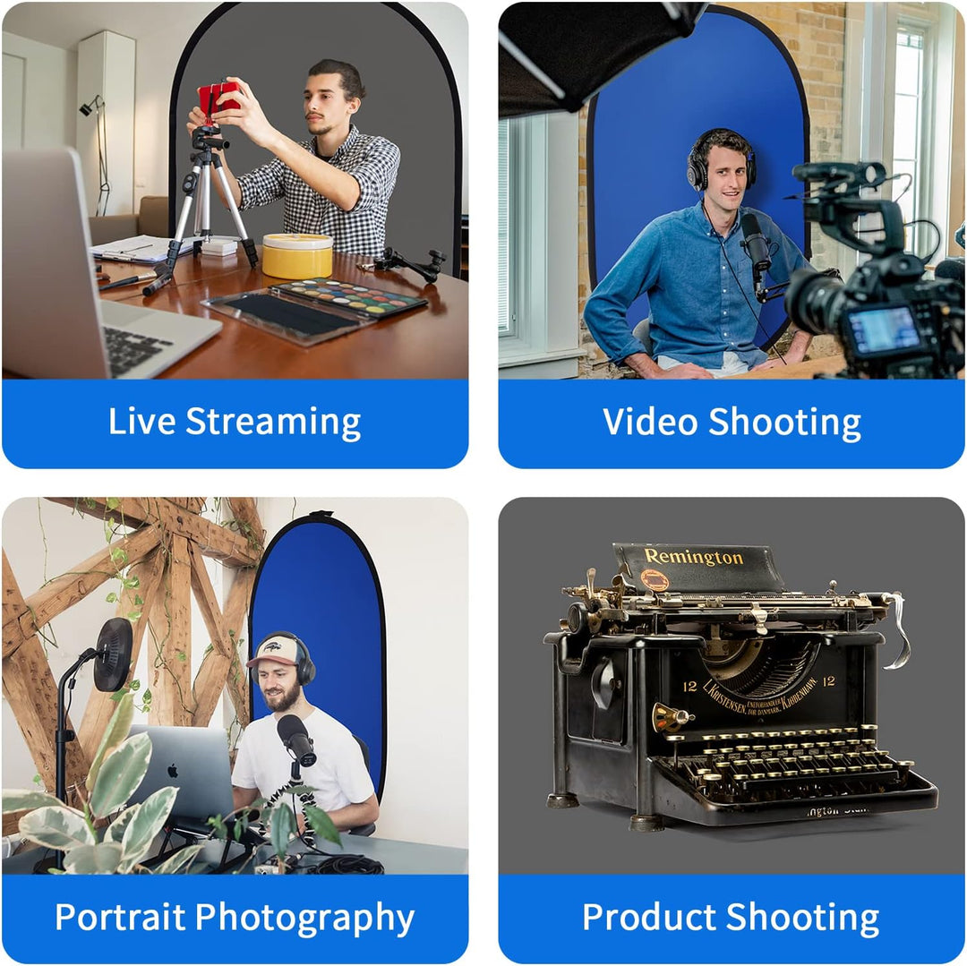 Selens Grau Blau Screen Chromakey Hintergrund, Self Tape Backdrop 150x200cm Pop Up Background Faltba