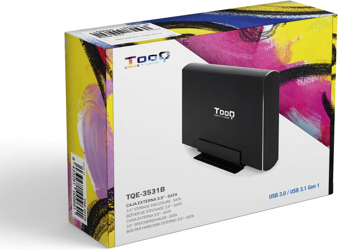 TOOQ TQE-3531B - 3,5"-HDD-Gehäuse, (SATA I/II/III, USB 3.0), Aluminium, LED-Anzeige, Schwarz