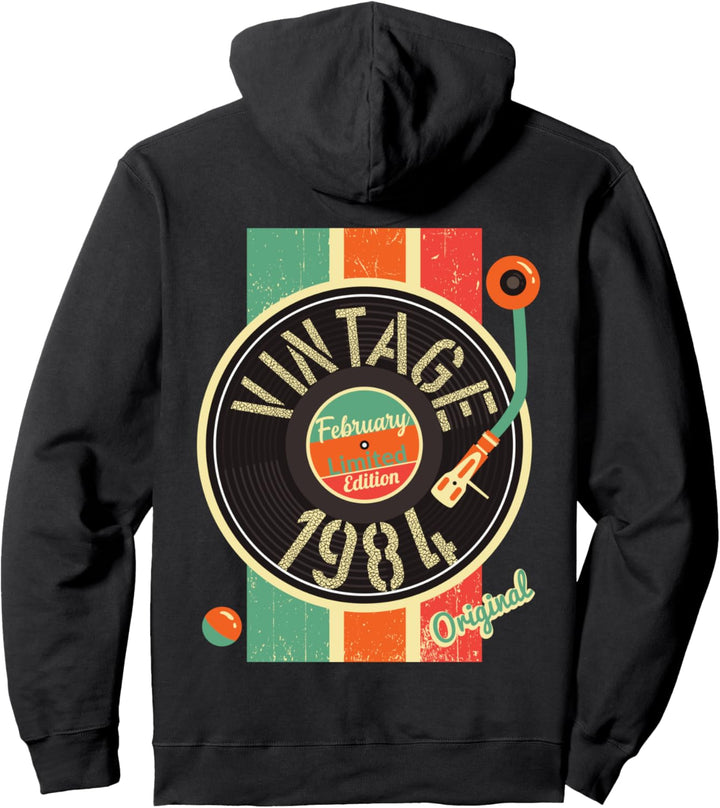 38 Jahre Geburtstag Herren 1984 Februar Plattenspieler Vinyl Pullover Hoodie