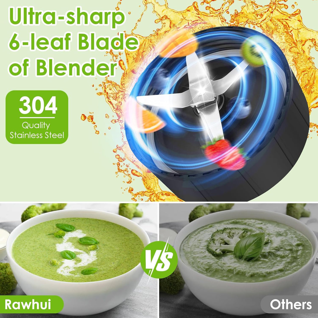 Rawhui Mixer Smoothie Mixer 1300W Blender Elektrisch standmixer mit 2 flaschen & 6-Klingen Edelstahl