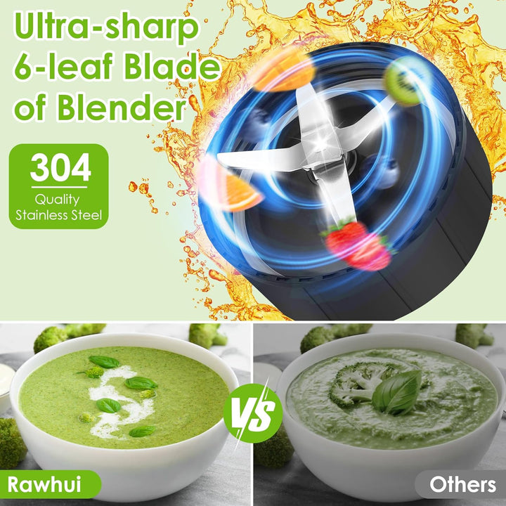 Rawhui Mixer Smoothie Mixer 1300W Blender Elektrisch standmixer mit 2 flaschen & 6-Klingen Edelstahl
