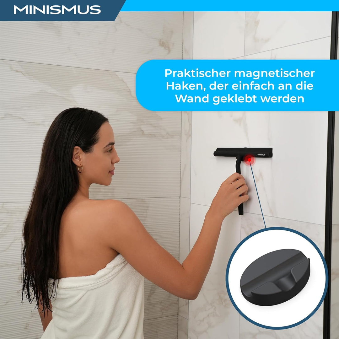 Minismus Duschabzieher - Abzieher für Dusche, Bad, Fliesen, Spiegel, Fenster - inkl. Magnet-Halterun