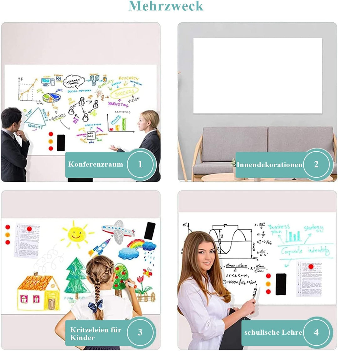 Warasee Whiteboard Magnetisch Folie, 40 * 90cm Magnettafel Selbstklebend, Magnetfolie Weiss Abwischb