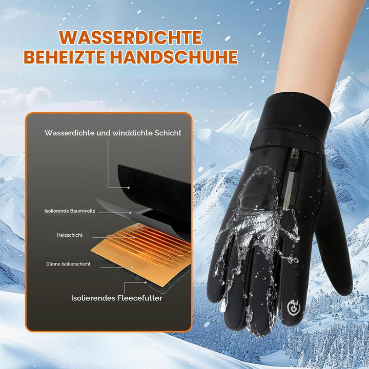 Carreuty USB beheizte Handschuhe für Männer Frauen, Wasserdicht Winddicht rutschfest Ski Erhitzt Han