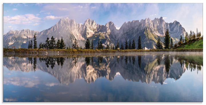 ARTland Glasbilder Wandbild Glas Bild einteilig 60x30 cm Querformat Wilder Kaiser in Tirol U3VB Wild