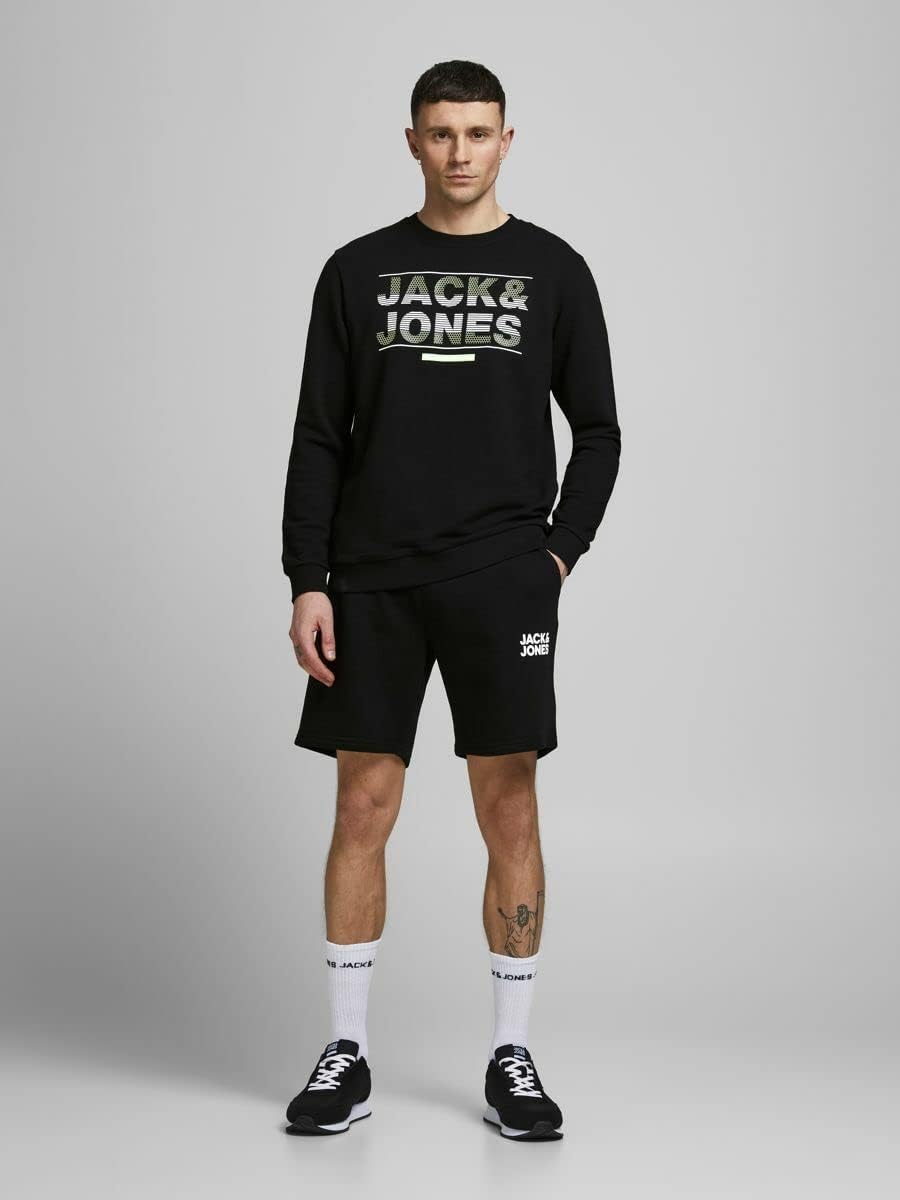 JACK &amp; JONES Herren Sweat Short JPSTNEWSOFT XS S M L XL XXL Blau Schwarz L Schwarz (Black), L Schwar