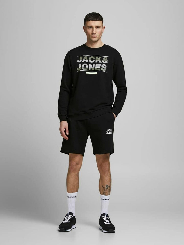 JACK &amp; JONES Herren Sweat Short JPSTNEWSOFT XS S M L XL XXL Blau Schwarz L Schwarz (Black), L Schwar