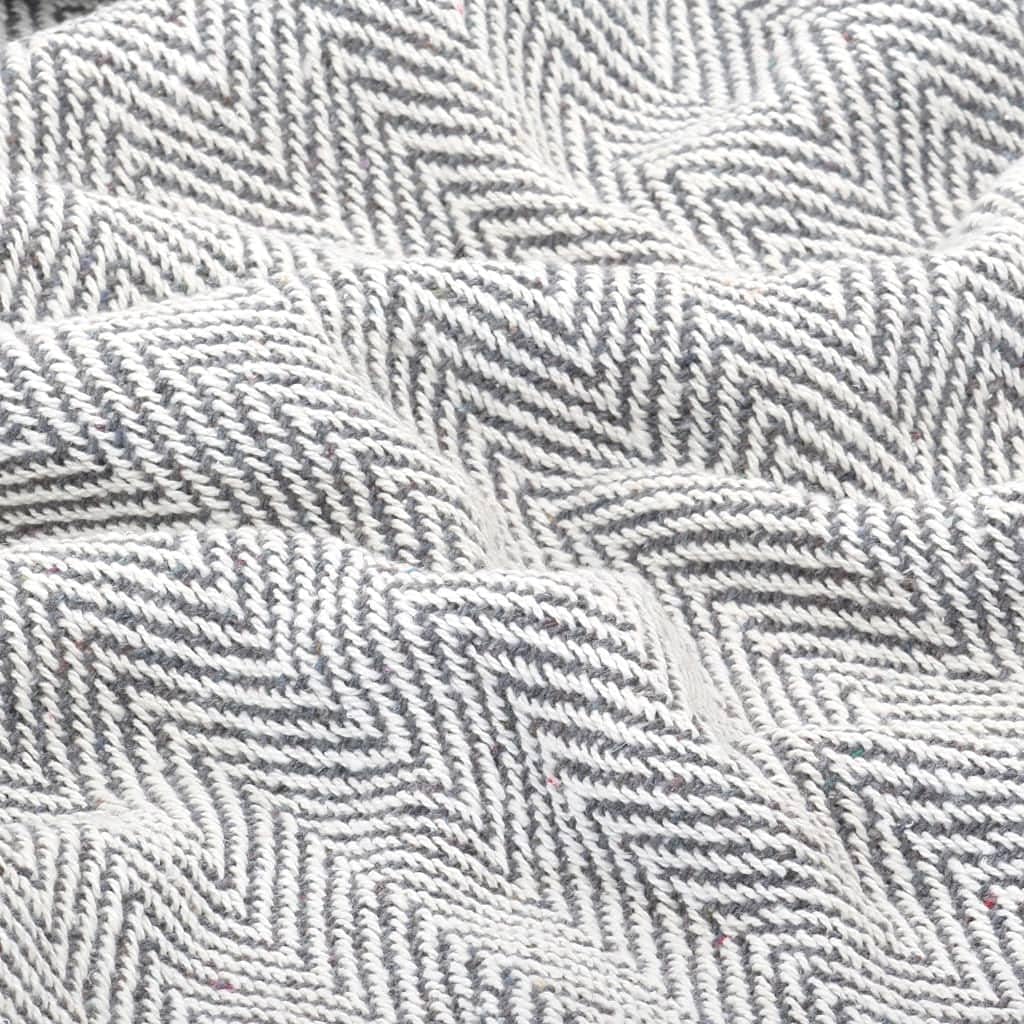 vidaXL Überwurf Baumwolle Fischgrätmuster 125x150cm Grau Tagesdecke Decke 125 x 150 cm Grau, 125 x 1