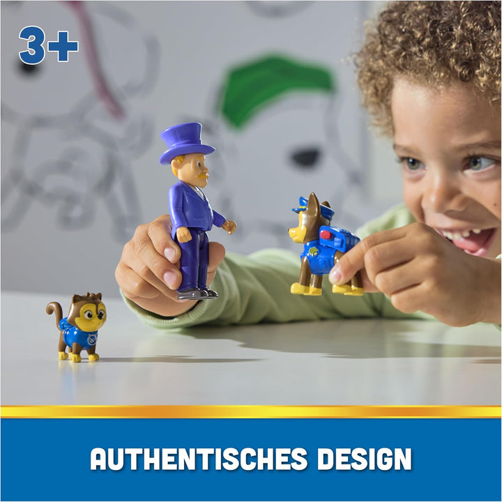 PAW PATROL Hero Pups – Actionfiguren-Set mit 1 Chase Hundefigur, 1 Chaos-Kätzchen Figur und 1 Bürger