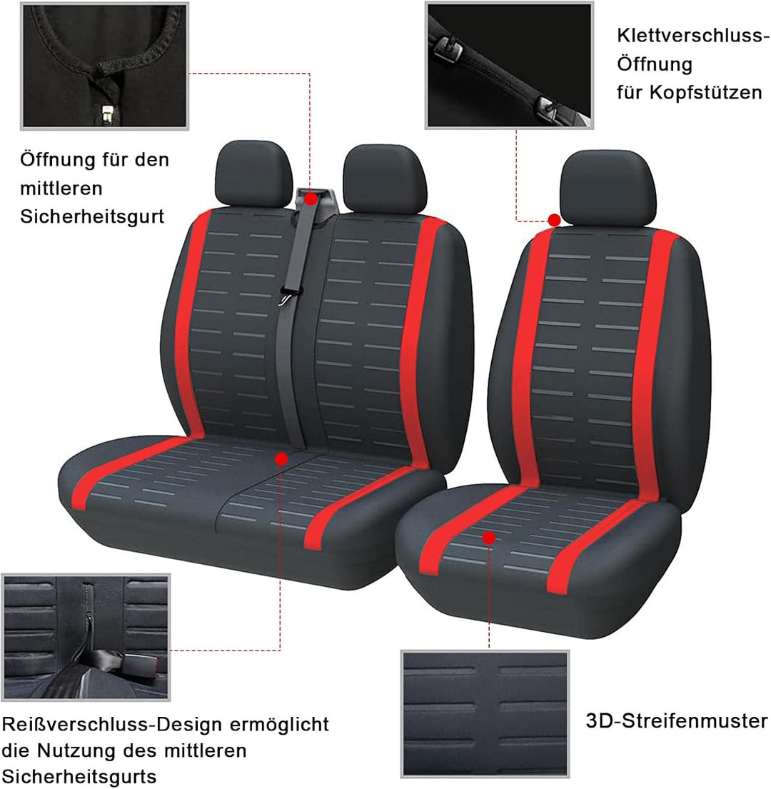 TOYOUN Van Sitzbezüge 3D Streifen Druck Universal passend für die meisten Lieferwagen, LKWs, Einzel-