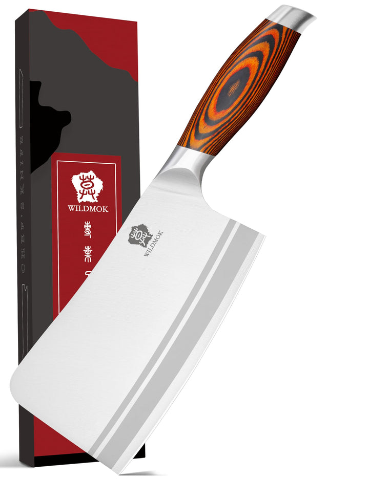 WILDMOK Hackmesser Chinesisches Kochmesser 18cm Deutscher Edelstahl Metzgermesser Scharf Chinesisch