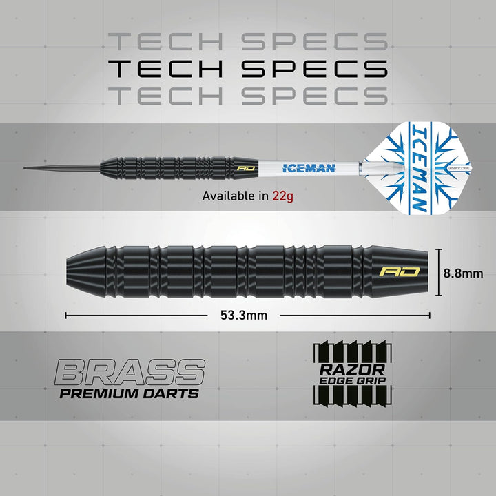 RED DRAGON Peter Wright 'Snakebite' v Gerwyn Price 'Iceman' DWC Steel Tip Dartset aus Messing mit Fl