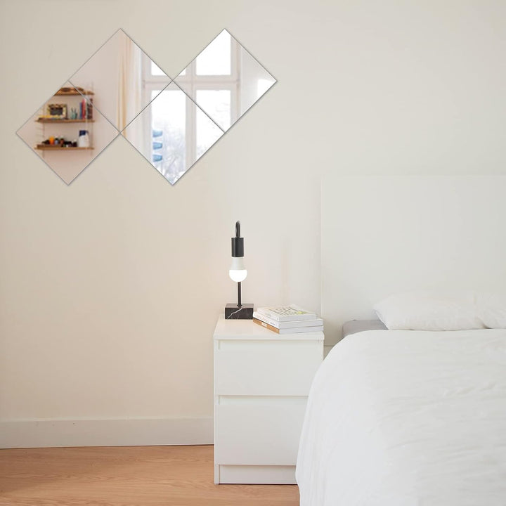 Muzilife Glas Spiegelfliesen 4 Stücke 30x30cm DIY Wandspiegel mit 4 Klebe Mat HD Spiegel Set in Küch