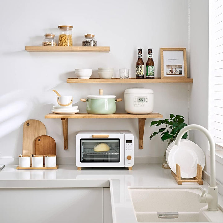 Schweberegal Eiche Massiv Bilderleiste Holz 90cm Wandregal für Küche, Wohnzimmer, Schlafzimmer, Bade